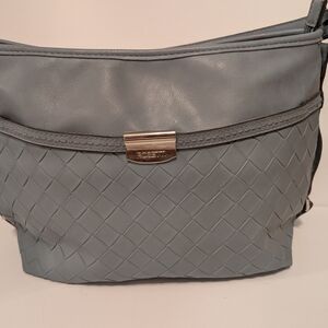 Elegant Blue Leather Shoulder Bag